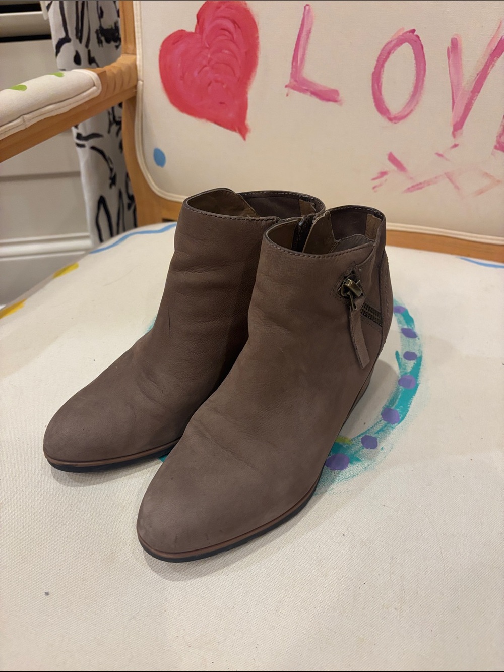 Taupe Women's Ankle Booties with Side Zip